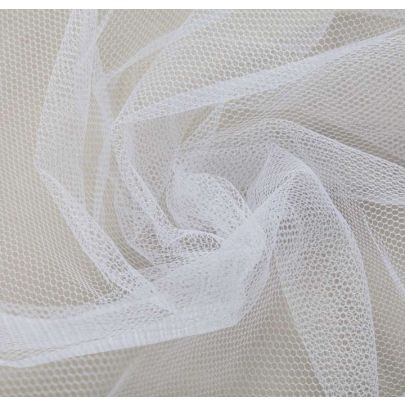 100% Polyamide Tulle White Fabric