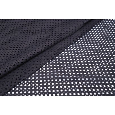 Black Punched Hole Cotton Lace - captivating pattern of punched holes adorning the fabric