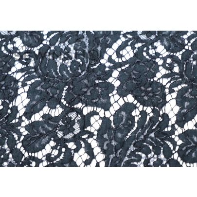 Ink Black Corded Guipure Lace - a prestigious French house renowned for their exquisite lace creations since 1887.
