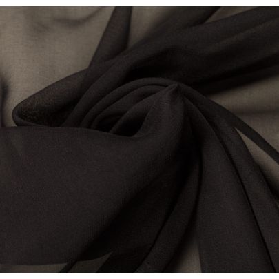 100% Silk Chiffon Black Fabric