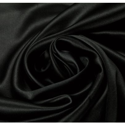 100% Silk Satin Black Fabric