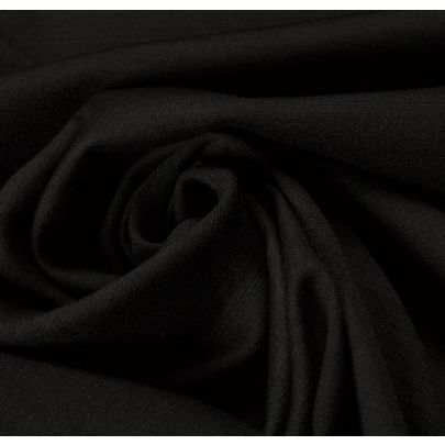 Wool Elastane Blend Black Fabric