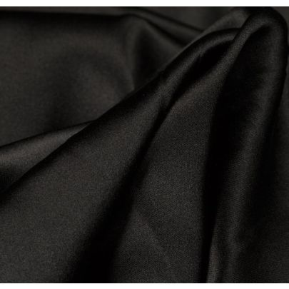Silk Satin Elastane Blend Black Fabric