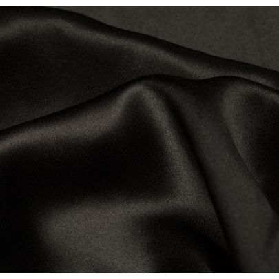 100% Silk Satin Black Fabric