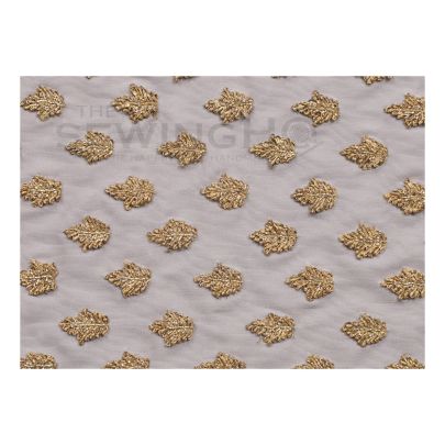 Alberta Embroidery - is adorned with cut bugle beads and golden yarn