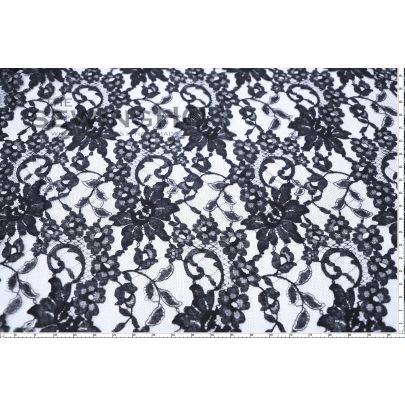 Beautiful Black Floral Chantilly Lace - meticulously crafted by the renowned textile mill, Solstiss