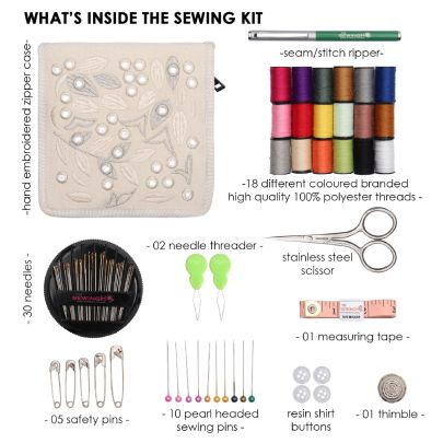 Beautiful White Canvas Sewing Kit