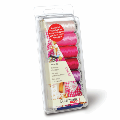 Gutermann Rayon 40 Embroidery Thread Set 7 x 200m - Pink & Purple