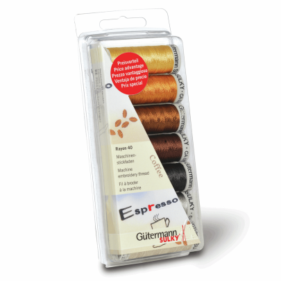 Gutermann Rayon 40 Embroidery Thread Set 7 x 200m - Coffee & Brown