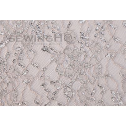 Dark Vanilla Metallic Shimmer Chantilly Lace - dark vanilla Chantilly lace from Solstiss