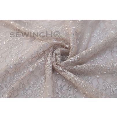 Dark Vanilla Metallic Shimmer Chantilly Lace - dark vanilla Chantilly lace from Solstiss