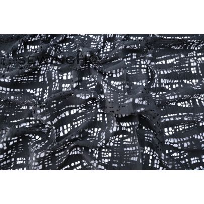 Webbed Pattern Black Guipure Lace - black French cotton guipure lace in a smart webbed like structure