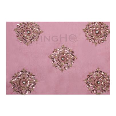 Antonia Embroidery - bugle beads and sequins, and a crystal stone at its center