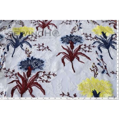 Embroidered Multi Chantilly Lace - an array of hues making an all-over floral texture