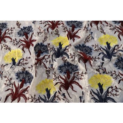 Embroidered Multi Chantilly Lace - an array of hues making an all-over floral texture