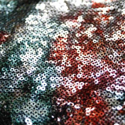 100% Polyester Mesh with Sequin Black Poppy Flower Embellishments 