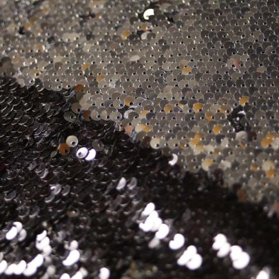 100% Polyester Mesh with Sequin Silver/black Embellishments 