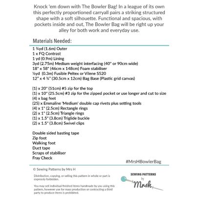 The Bowler Bag Sewing Pattern - Mrs H