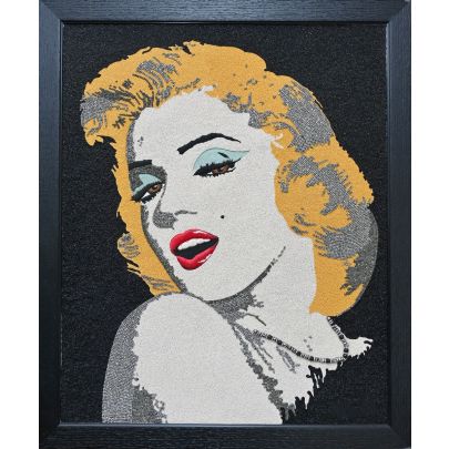 Artwork of Marilyn Monroe for fashion and  Interiors with Beads and Threads