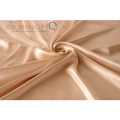 100% Silk Satin Fabric- Beige