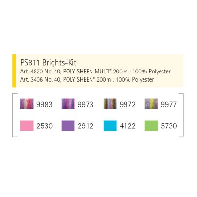 Mettler Poly Sheen 200m- Brights Selection Thread Kit 8 Pack