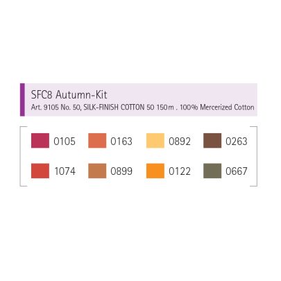 Mettler Silk Finish Cotton 200m- Autumn Selection Thread Kit 8 Pack