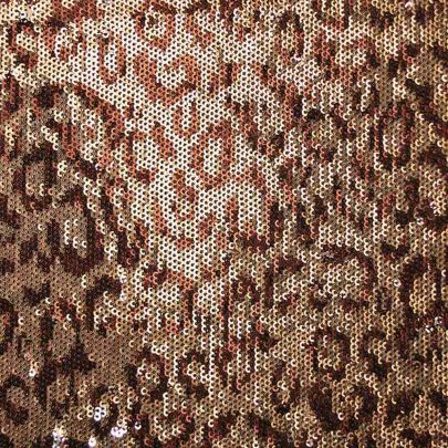 100% Polyester Mesh with Sequin Leopard Print Embellishments