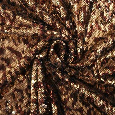 100% Polyester Mesh with Sequin Leopard Print Embellishments