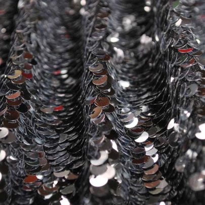 100% Polyester Mesh with Sequin Silver Embellishments