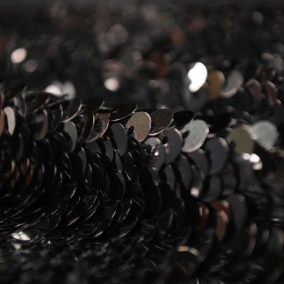 100% Polyester Mesh with Sequin Silver Embellishments