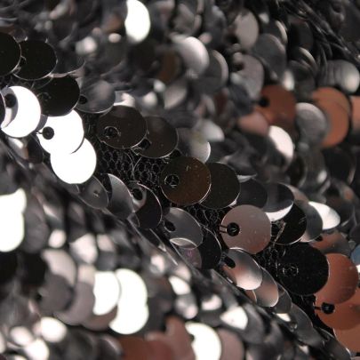 100% Polyester Mesh with Sequin Silver Embellishments