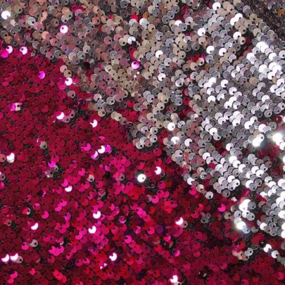 100% Polyester Mesh with Sequin Pink & Silver Embellishments
