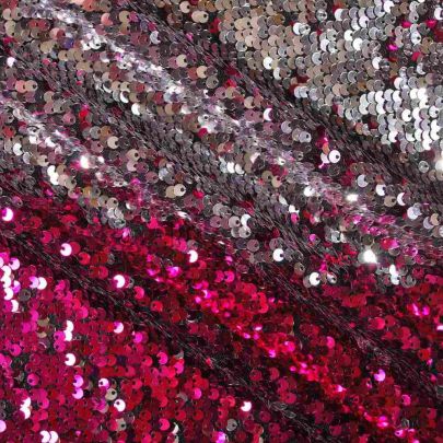 100% Polyester Mesh with Sequin Pink & Silver Embellishments