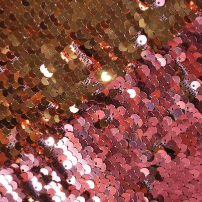 100% Polyester Mesh with Sequin Rose Gold & Gold Embellishments