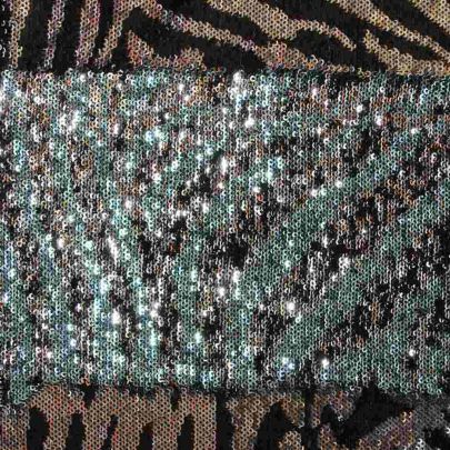 100% Polyester Mesh with Zebra Stripes Sequin Embellishments 