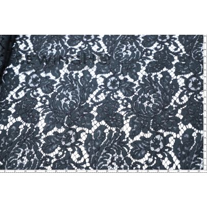 Ink Black Corded Guipure Lace - a prestigious French house renowned for their exquisite lace creations since 1887.