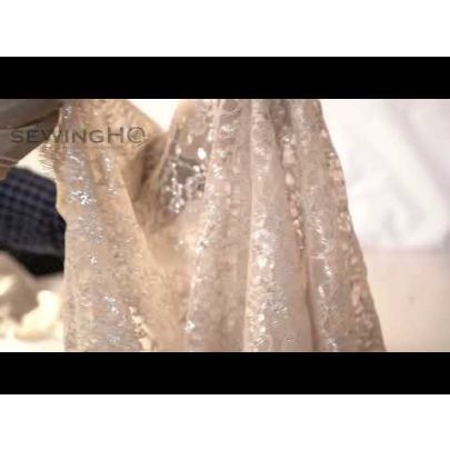 Dark Vanilla Metallic Shimmer Chantilly Lace - dark vanilla Chantilly lace from Solstiss