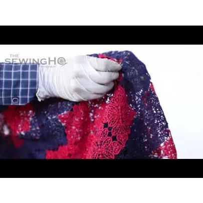 Red and Navy Guipure lace - mesmerizing allure with this Red and Navy French Guipure lace.