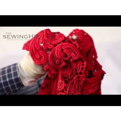 Rose Red Embroidered Guipure Lace