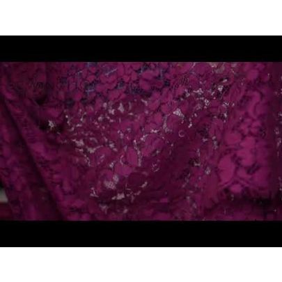 Vermillion Red Lightweight Guipure Lace - all-over floral pattern from Sophie Hallette