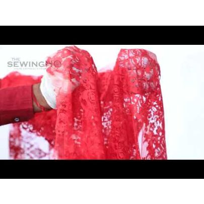 Carmine Red Chantilly Lace Fabric