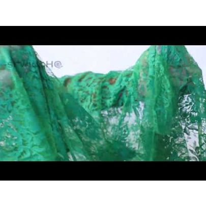 Green French Chantilly Lace Fabric