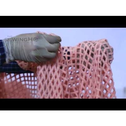 Pink Lace Fabric Diamond Pattern Cotton Corded Lace