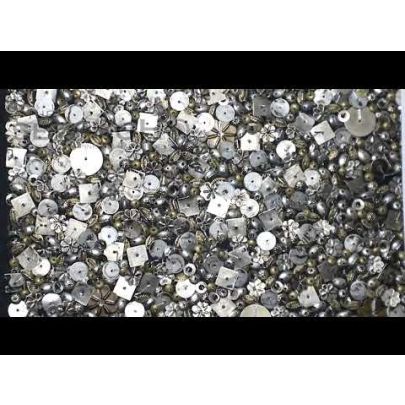 Angela Metallic Embroidery - metallic adornment giving a resin finish features a blend of antique silver and copper metal discs with various shapes