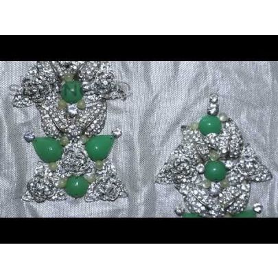 Anna Stud Embroidery - three-dimensional ornamentation in silver and green