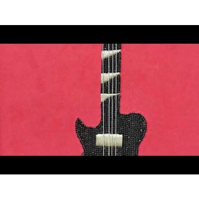 Artwork of Guitar with Crystals and Threads on Faux Suede