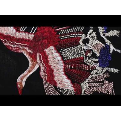 Aurora Flying Stork Embroidery - a stunning flying stork design