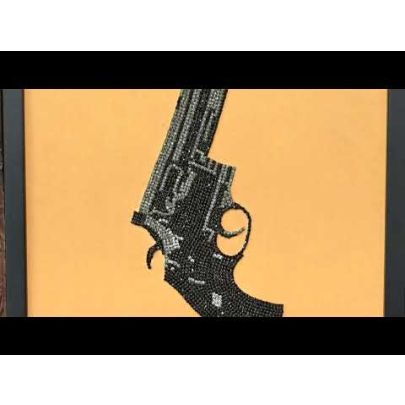 Crystal Artwork of Gun on Faux Suede