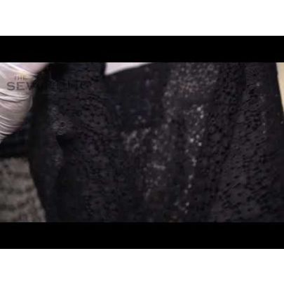 Black Floral Guipure Lace - heavy-weight black French guipure lace from the famous Solstiss