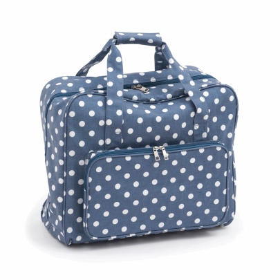 Hobby Gift - PVC Sewing Machine Bag - Denim Blue & White Polka Dot